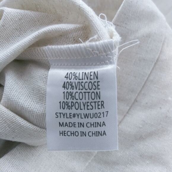 Faeriesty Linen Blend Wide Leg Pants Natural Vacation Lagnlook Size M - Picture 7 of 8